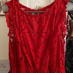 Vibrant red lace dress